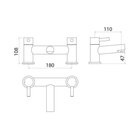 TAP102 Scudo Premier Bath Filler in Chrome Line Drawing