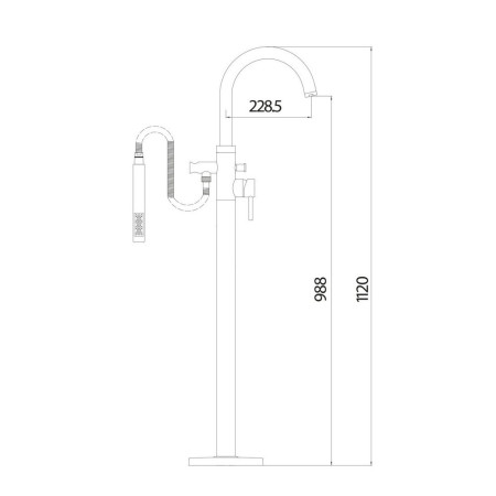 TAP081 Scudo Premier Freestanding Bath Shower Mixer in Chrome Line Drawing
