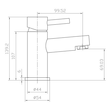 TAP101L Scudo Premier Mono Basin Mixer with Push Waste in Chrome Line Drawing