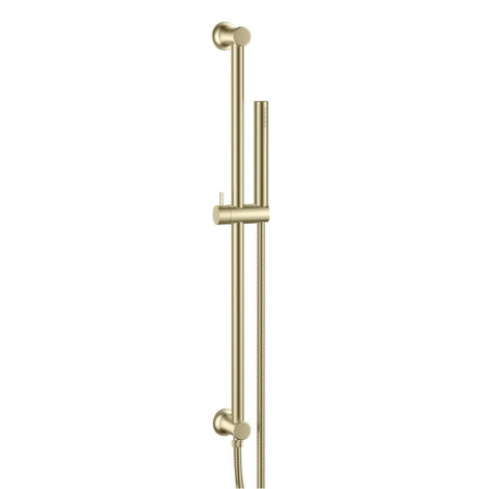 Scudo Riser Rail and Handset with Hose in Brushed Brass