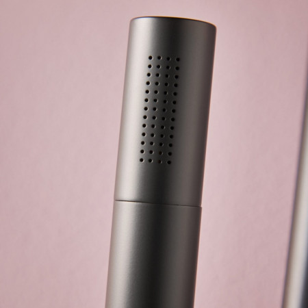 NU-130 Scudo Riser Rail and Handset with Hose in Matt Black Rounded Shower Head