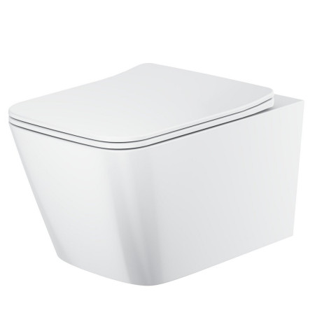 Scudo Riviera Rimless Gloss White Square Wall Hung Pan and Seat