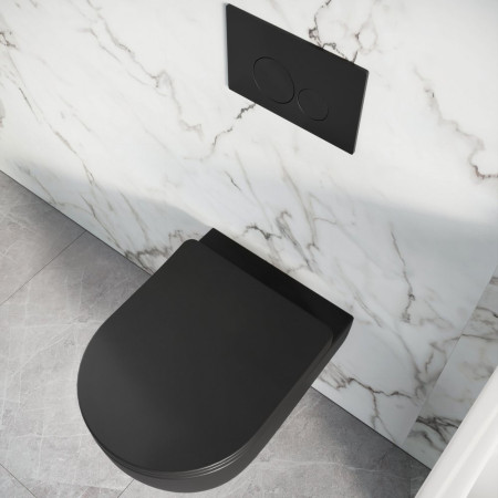 WH-RD-BLK Scudo Riviera Rimless Matt Black Round Wall Hung Pan and Seat Top View