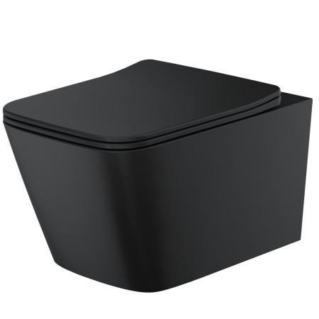 Scudo Riviera Rimless Matt Black Square Wall Hung Pan and Seat