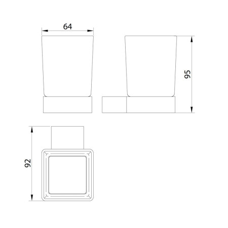 BRASSACC-001 Scudo Roma Tumbler Holder in Brushed Brass Line Drawing
