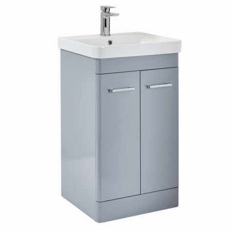 Scudo Rossini Floorstanding 500mm Vanity Unit & Basin in Gloss Pebble Grey