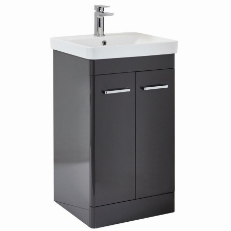 Scudo Rossini Floorstanding 500mm Vanity Unit & Basin in Gloss Wolf Grey