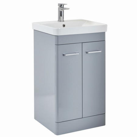Scudo Rossini Floorstanding 600mm Vanity Unit & Basin in Gloss Pebble Grey
