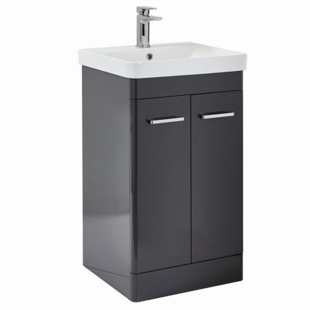 Scudo Rossini Floorstanding 600mm Vanity Unit & Basin in Gloss Wolf Grey