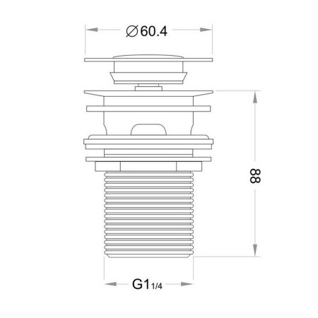 WASTE93 Scudo Round Centre Dome Slotted Sprung Basin Waste in Chrome Line Drawing