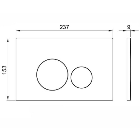 WC-BUTTON10 Scudo Round Brushed Bronze Dual Flush Button Line Drawing