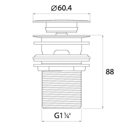 WASTE92L Scudo Round Dome Slotted Sprung Basin Waste in Chrome Line Drawing