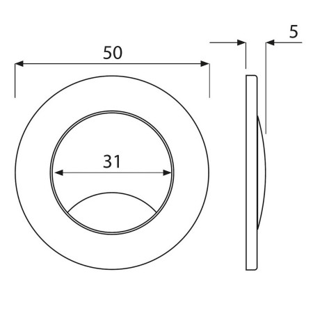 PUSH001 Scudo Round Polished Chrome Push Button Line Drawing