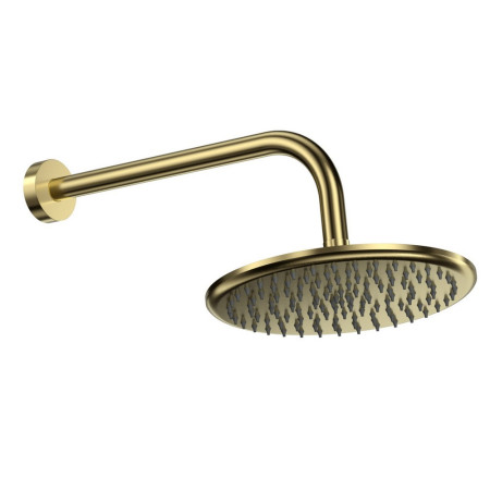 Scudo Round Shower Arm and Head in Brushed Brass