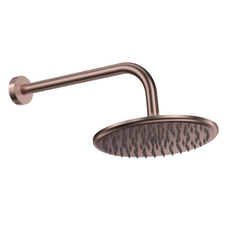 Scudo Round Shower Arm and Head in Brushed Bronze