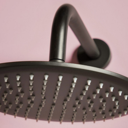 NU-065 Scudo Round Shower Arm and Head in Matt Black Lifestyle