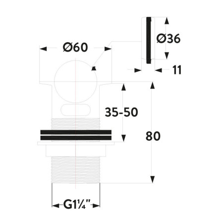 WASTE100 Scudo Round Slotted Flip Top Basin Waste in Chrome Line Drawing