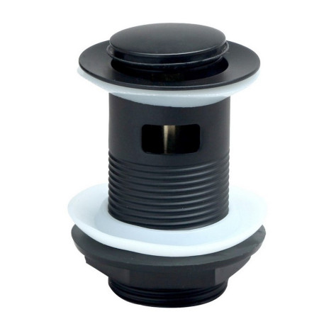 Scudo Round Slotted Sprung Basin Waste in Matt Black