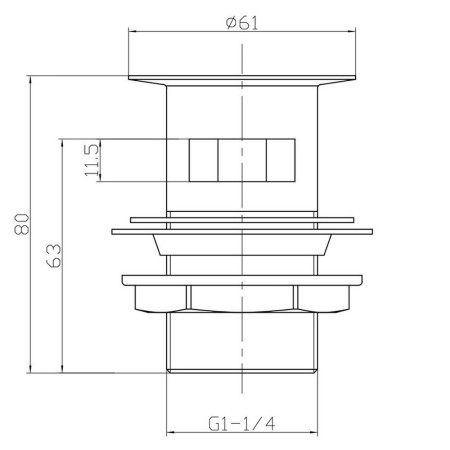 BLACK098 Scudo Round Slotted Sprung Basin Waste in Matt Black Line Drawing