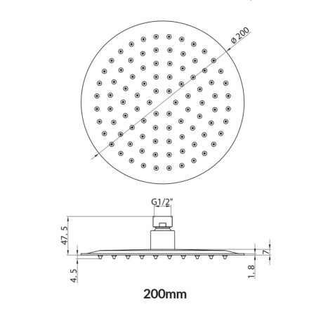 BLACK013ORB Scudo Rounded 200mm Shower Head in Black (2)