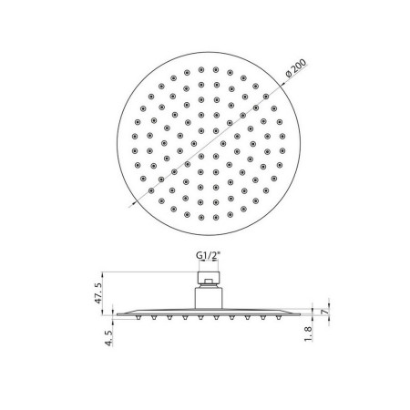 SH002 Scudo Rounded 200mm Shower Head in Chrome (2)