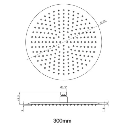 BLACK014ORB Scudo Rounded 300mm Shower Head in Black (2)