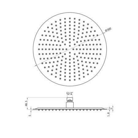 SH005 Scudo Rounded 300mm Shower Head in Chrome (2)