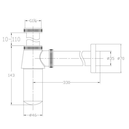 BT01 Scudo Rounded Bottle Trap in Chrome Line Drawing