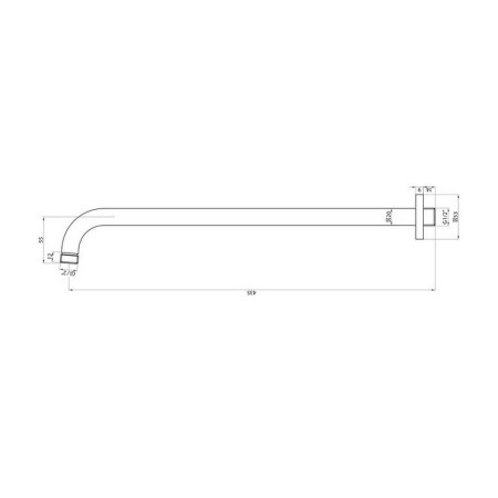 WALLARM005 Scudo Rounded Extended Wall Mounted 445mm Shower Arm in Chrome (2)