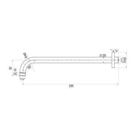WALLARM002 Scudo Rounded Wall Mounted 345mm Shower Arm in Chrome (2)
