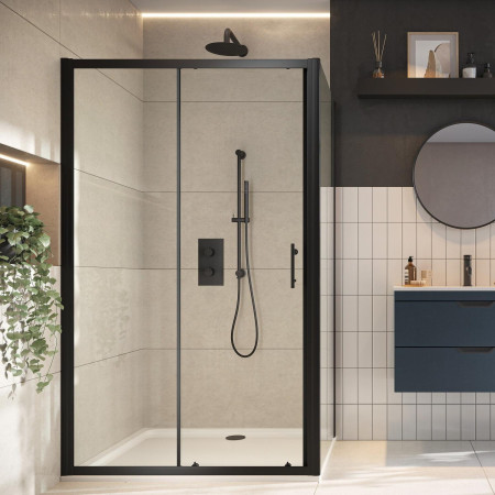 Scudo S6 1000mm Sliding Shower Door in Black