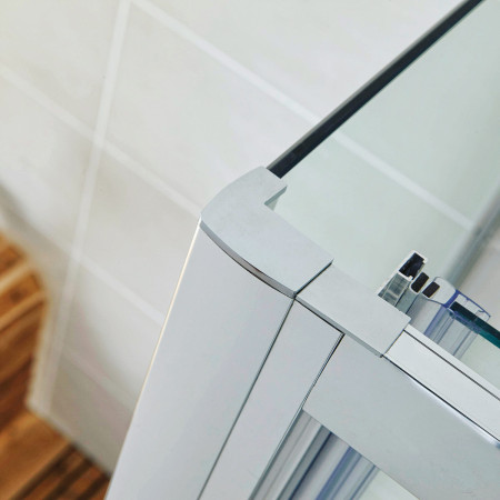 S6-GLASS032 Scudo S6 1600mm Sliding Shower Door in Chrome with Side Panel