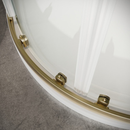 S6-BBGLASS001 Scudo S6 800mm Double Door Quadrant Shower Enclosure in Brushed Brass Sliding Mechanism