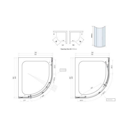 S6-GLASS009 Scudo S6 900 x 760mm Quadrant Shower Enclosure in Chrome (2)