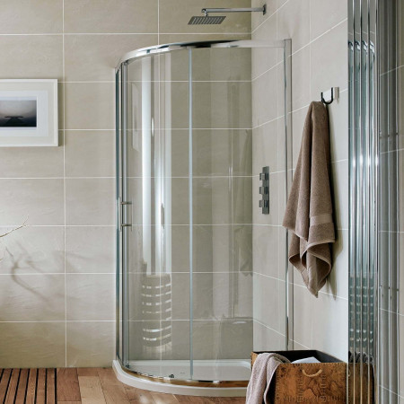S6-GLASS009 Scudo S6 900 x 760mm Quadrant Shower Enclosure in Chrome Lifestyle
