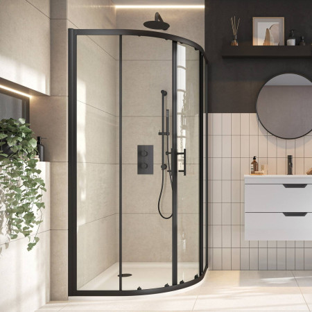 Scudo S6 900mm Double Door Quadrant Shower Enclosure in Black