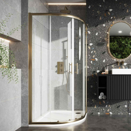 Scudo S6 900mm Double Door Quadrant Shower Enclosure in Brushed Brass