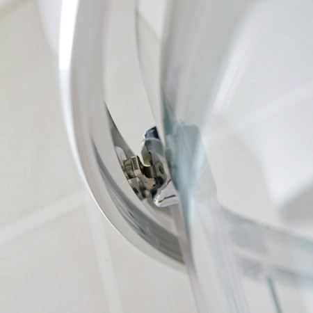S6-GLASS003 Scudo S6 Chrome 900 x 760mm Double Door Offset Quadrant Shower Enclosure Roller Close Up