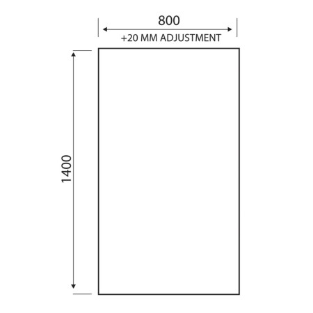 LS888B Scudo S6 Mono Square Edge Black 1400 x 800mm Bath Screen Dimensions