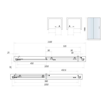 SCUD11SLID Scudo S8 1100mm Sliding Shower Door in Chrome (2)