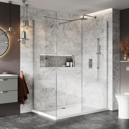 Scudo S8 800mm Brushed Nickel Wetroom Panel