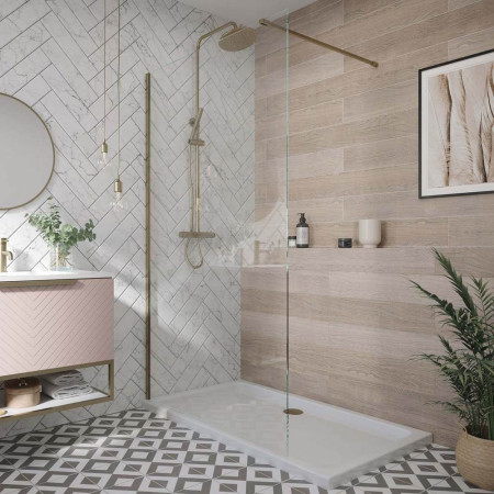 Scudo S8 900mm Brushed Brass Wetroom Panel