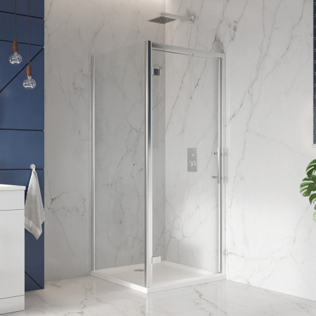 SCUD700HD Scudo S8 700mm Hinged Shower Door in Chrome (1)