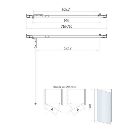 SCUD760HD Scudo S8 760mm Hinged Shower Door in Chrome (2)