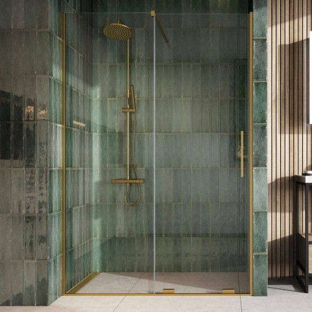 Scudo S8 Momentum 1700mm Brushed Brass Sliding Wetroom Panel