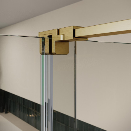 MO-DOOR-1400/MO-DOORPACK-BRASS Scudo S8 Momentum 1400mm Brushed Brass Sliding Wetroom Panel Stabilising Bar