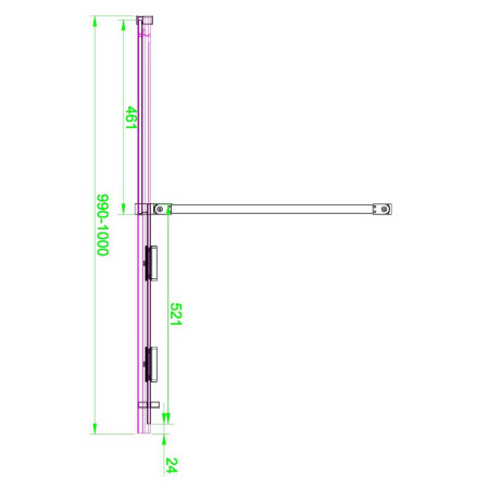 MO-DOOR-1000/MO-DOORPACK-BRASS Scudo S8 Momentum 1000mm Brushed Brass Sliding Wetroom Panel Dimensions