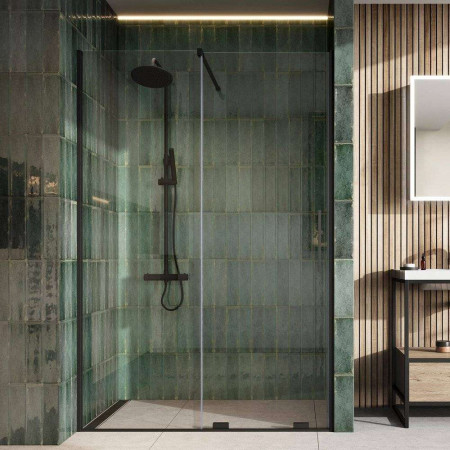 Scudo S8 Momentum 1100mm Matt Black Sliding Wetroom Panel