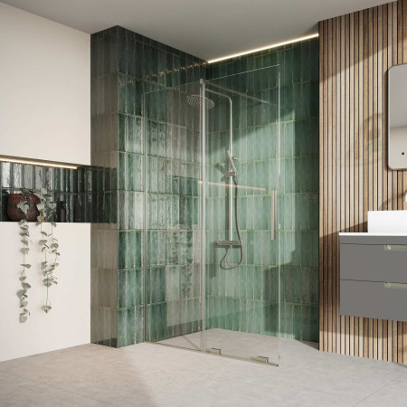 Scudo S8 Momentum 1200mm Brushed Nickel Sliding Wetroom Panel without a Side Panel