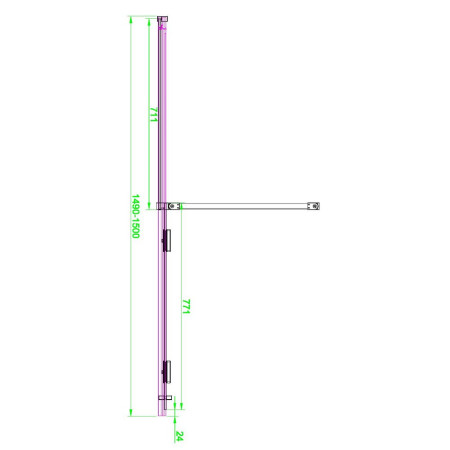MO-DOOR-1500/MO-DOORPACK-GUN Scudo S8 Momentum 1500mm Gunmetal Sliding Wetroom Panel Dimensions